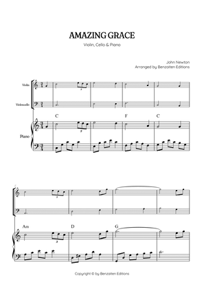 Amazing Grace • easy violin and cello sheet music with piano accompaniment (and chords)
