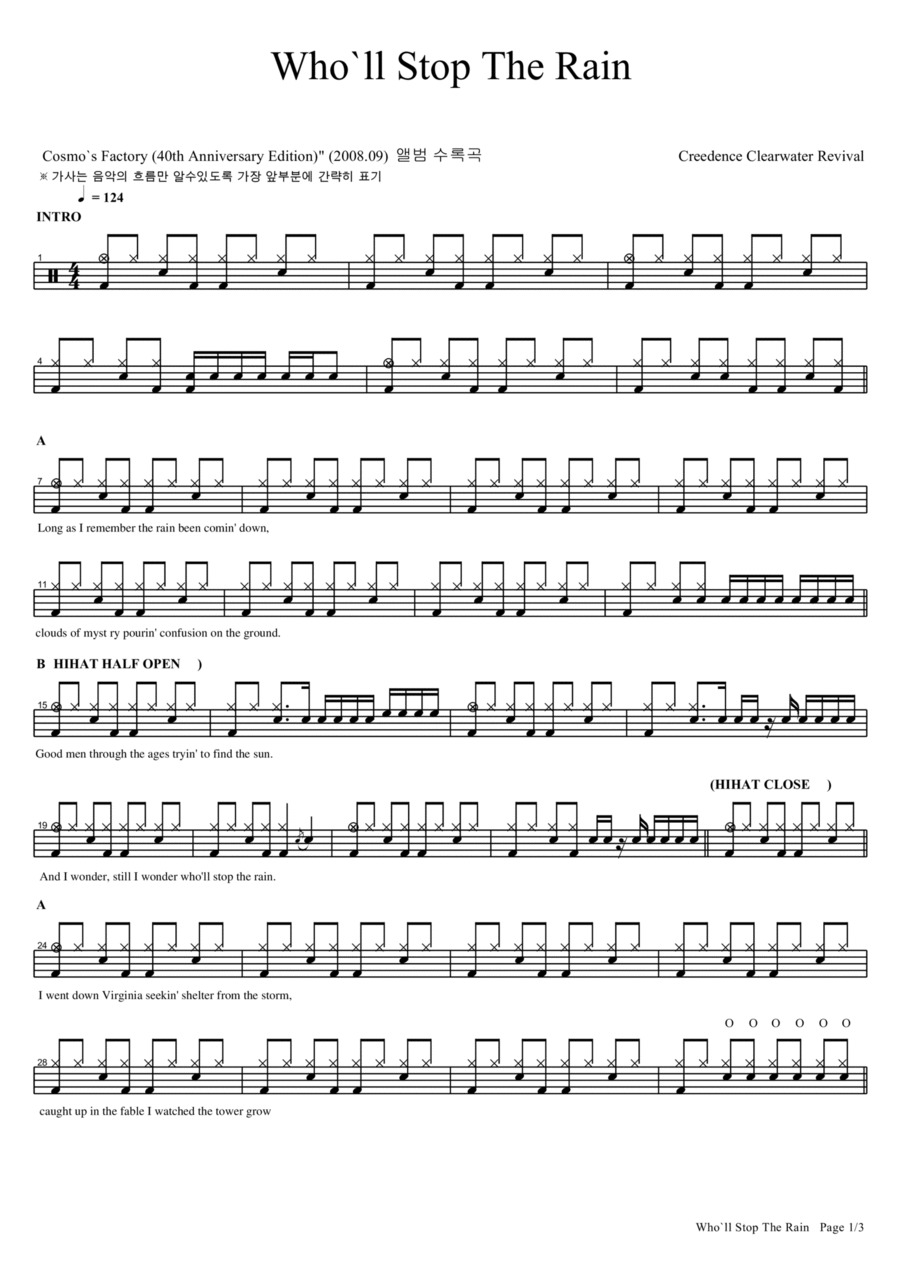 Who'll Stop The Rain Who'll Stop The Rain Drum Set scores gallery preview page 1