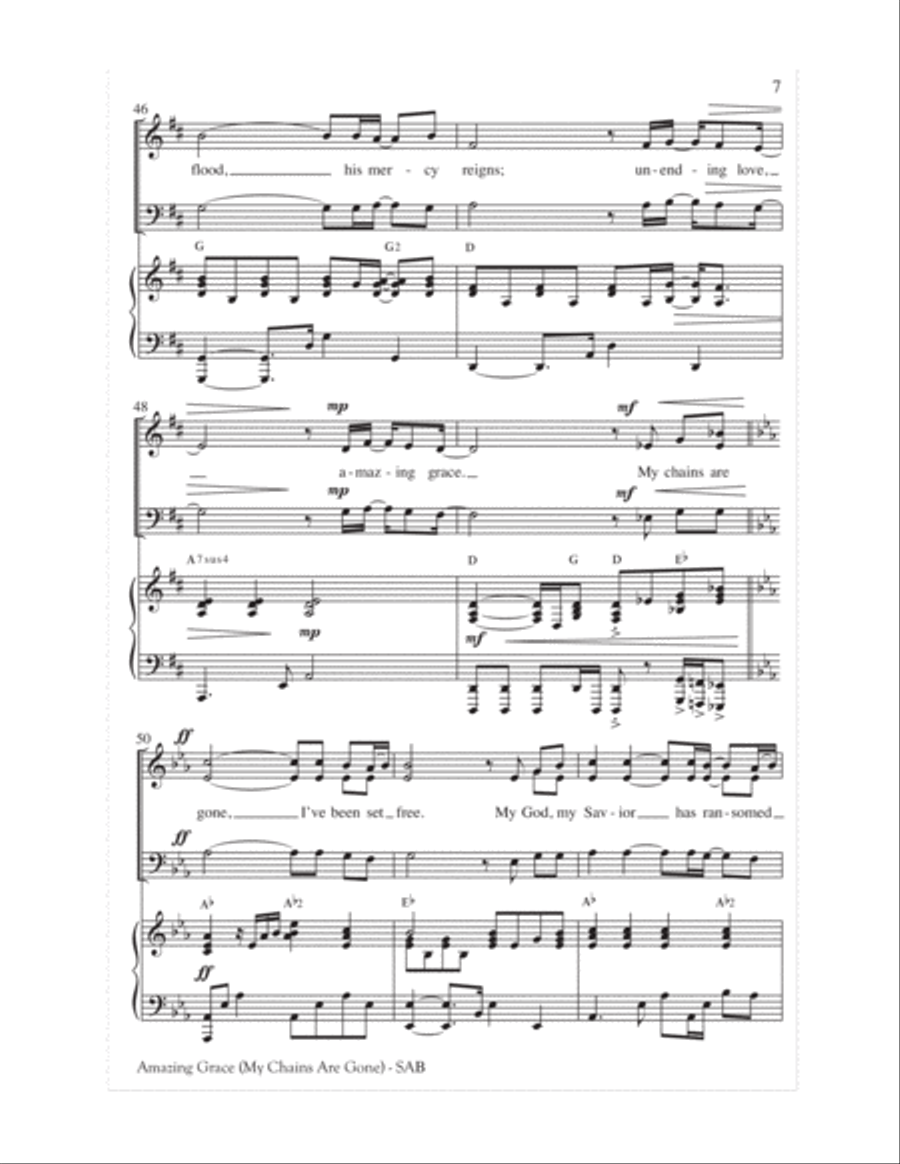 Amazing Grace (My Chains Are Gone) 3-Part scores gallery preview page 7