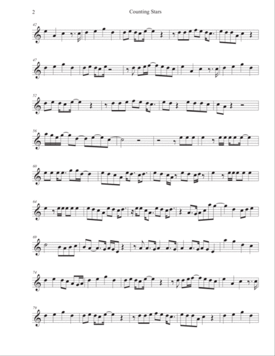 Counting Stars Horn Solo scores gallery preview page 2