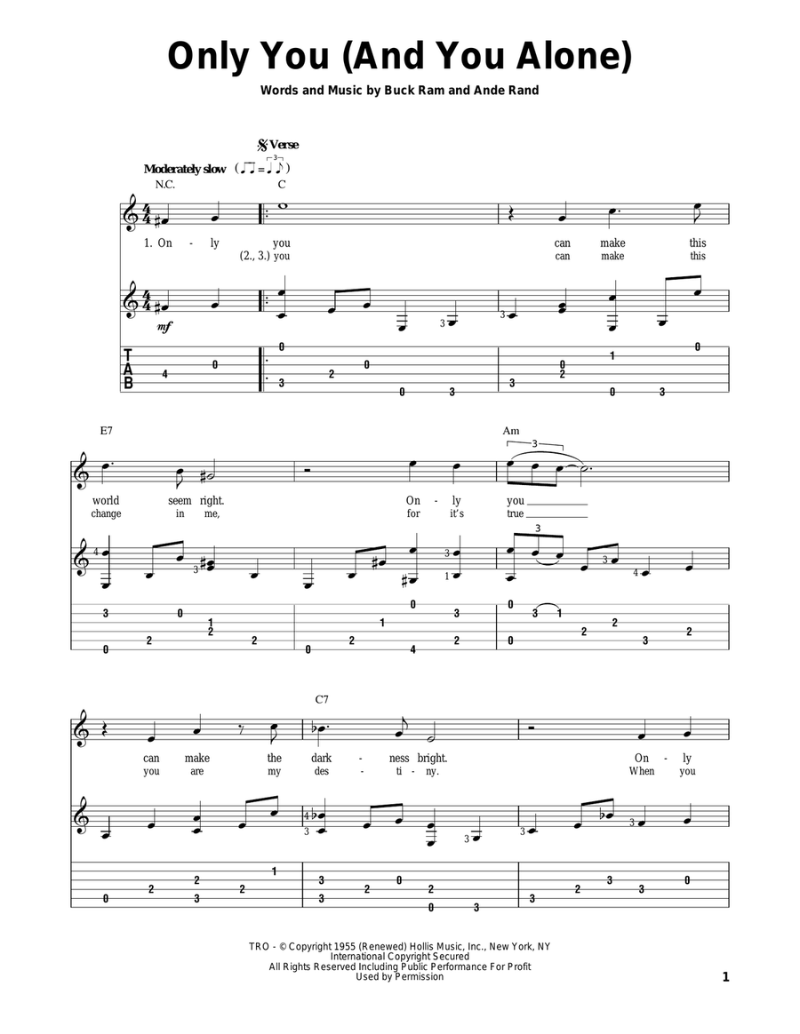 Only You (And You Alone) Only You (And You Alone) Acoustic Guitar scores gallery preview page 1