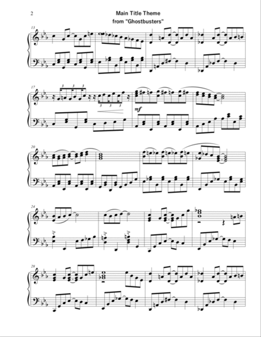 Main Title Theme (ghostbusters) Piano Solo scores gallery preview page 2