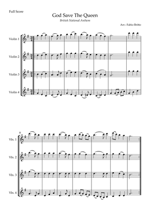 God Save The Queen (British National Anthem) for Violin Quartet