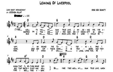 Leaving Of Liverpool (The Dubliners, The Pogues) - Lead sheet (key of D)