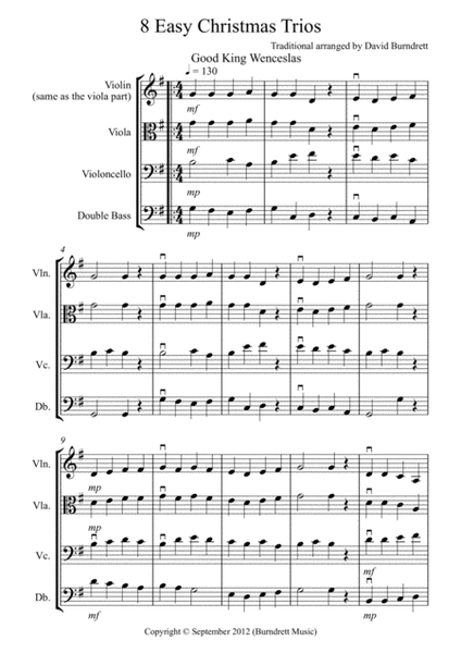 8 Easy Christmas Trios for Violin or Viola, Cello and Double Bass image number null