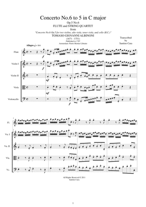 Albinoni - Concerto No.6 to 5 in C major Op.5 for Flute and String Quartet