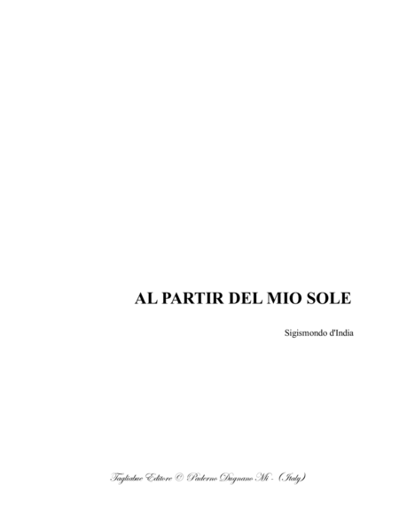 AL PARTIR DEL MIO SOLE - S. D'India - For SATTB Choir image number null