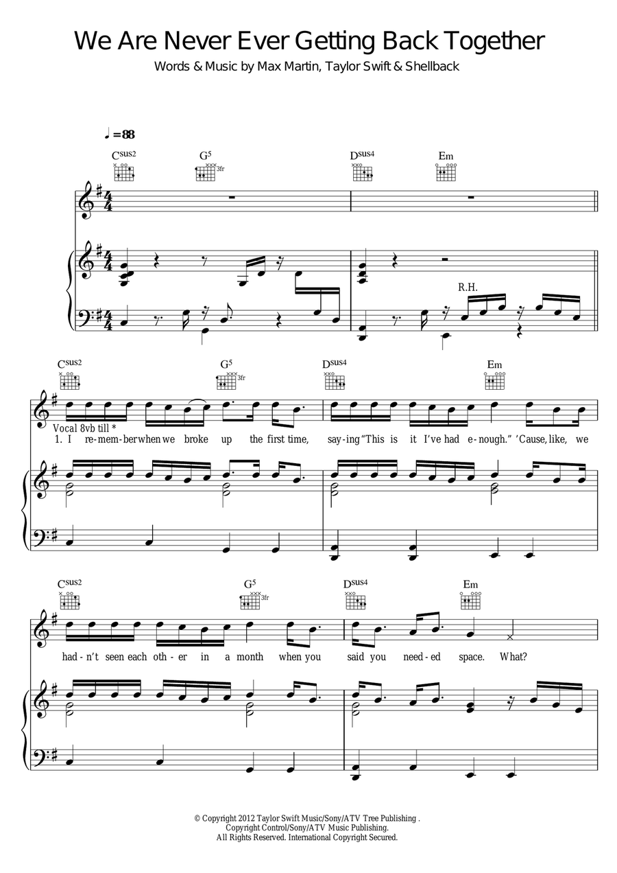 We Are Never Ever Getting Back Together Acoustic Guitar scores gallery preview page 1