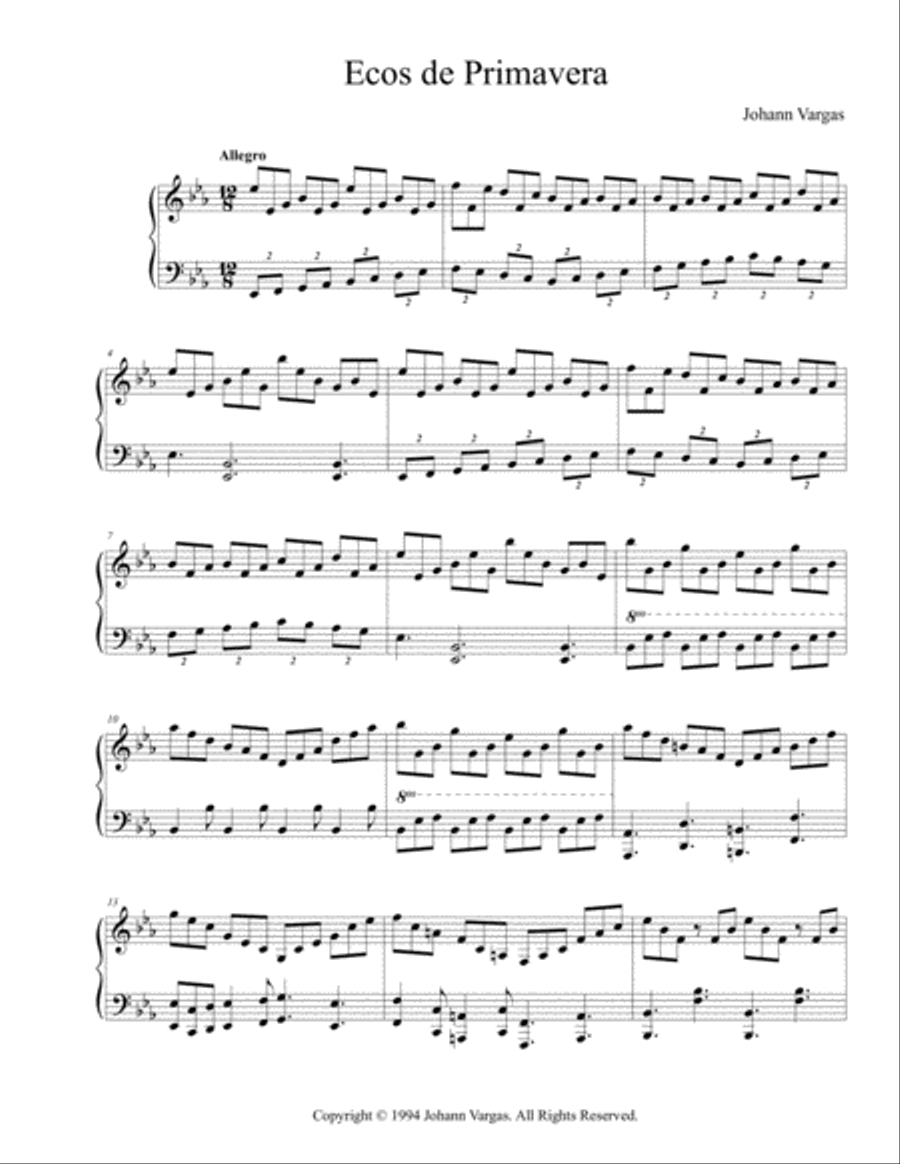 Ecos de Primavera Piano Solo scores gallery preview page 1