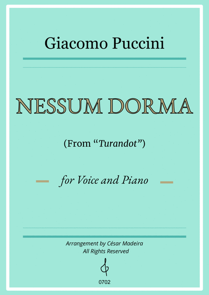 Nessun Dorma by Puccini - Voice and Piano (Individual Parts) image number null