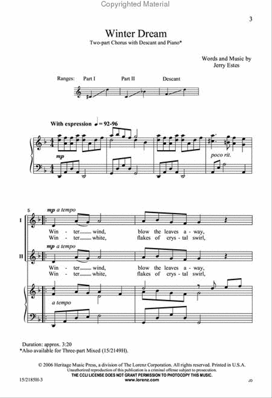 Winter Dream Winter Dream 2-Part scores gallery preview page 2