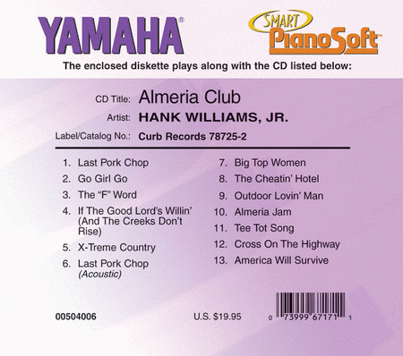 Hank Williams, Jr. - Almeria Club - Piano Software