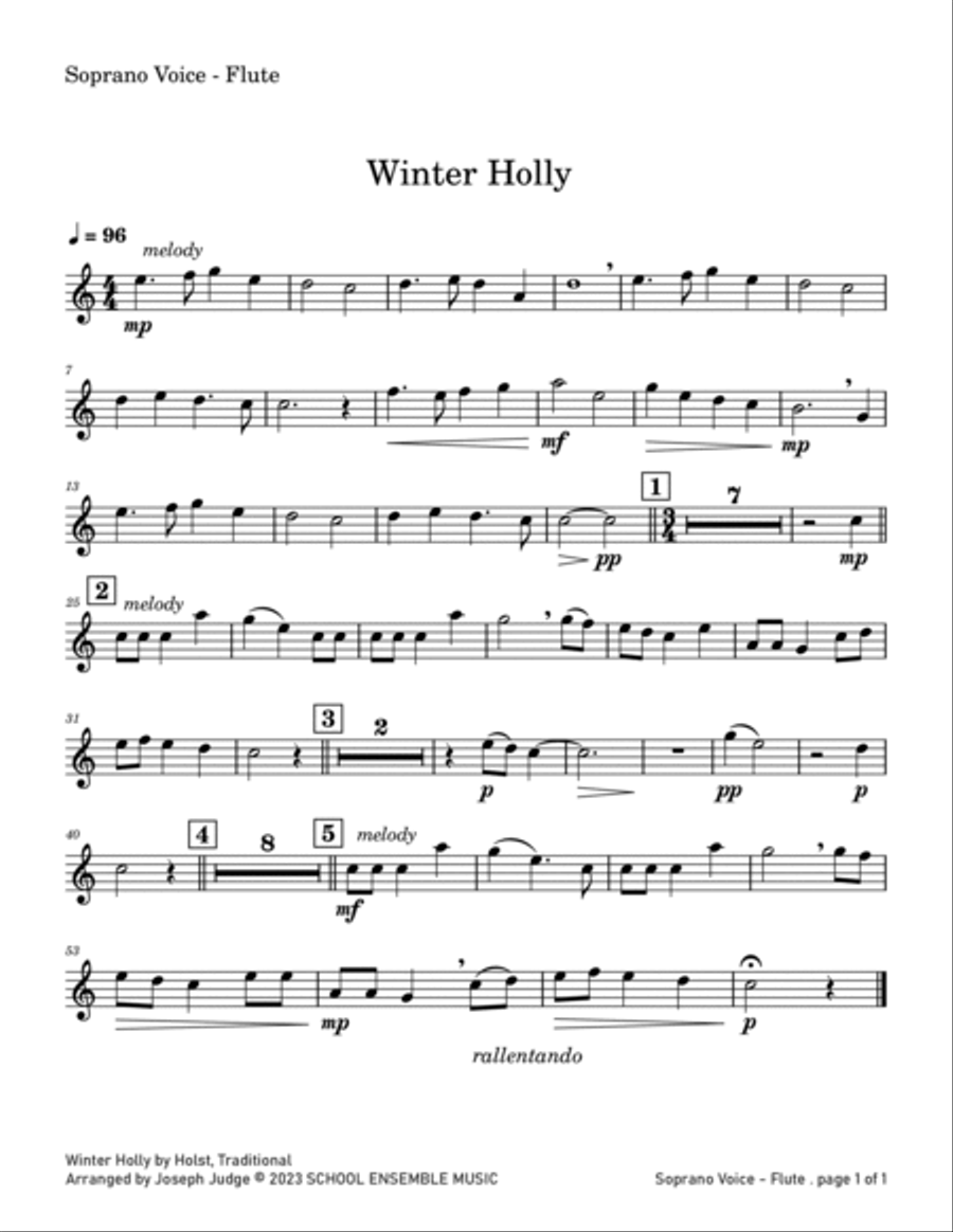 Winter Holly for Woodwind Quartet in Schools Woodwind Quartet scores gallery preview page 4