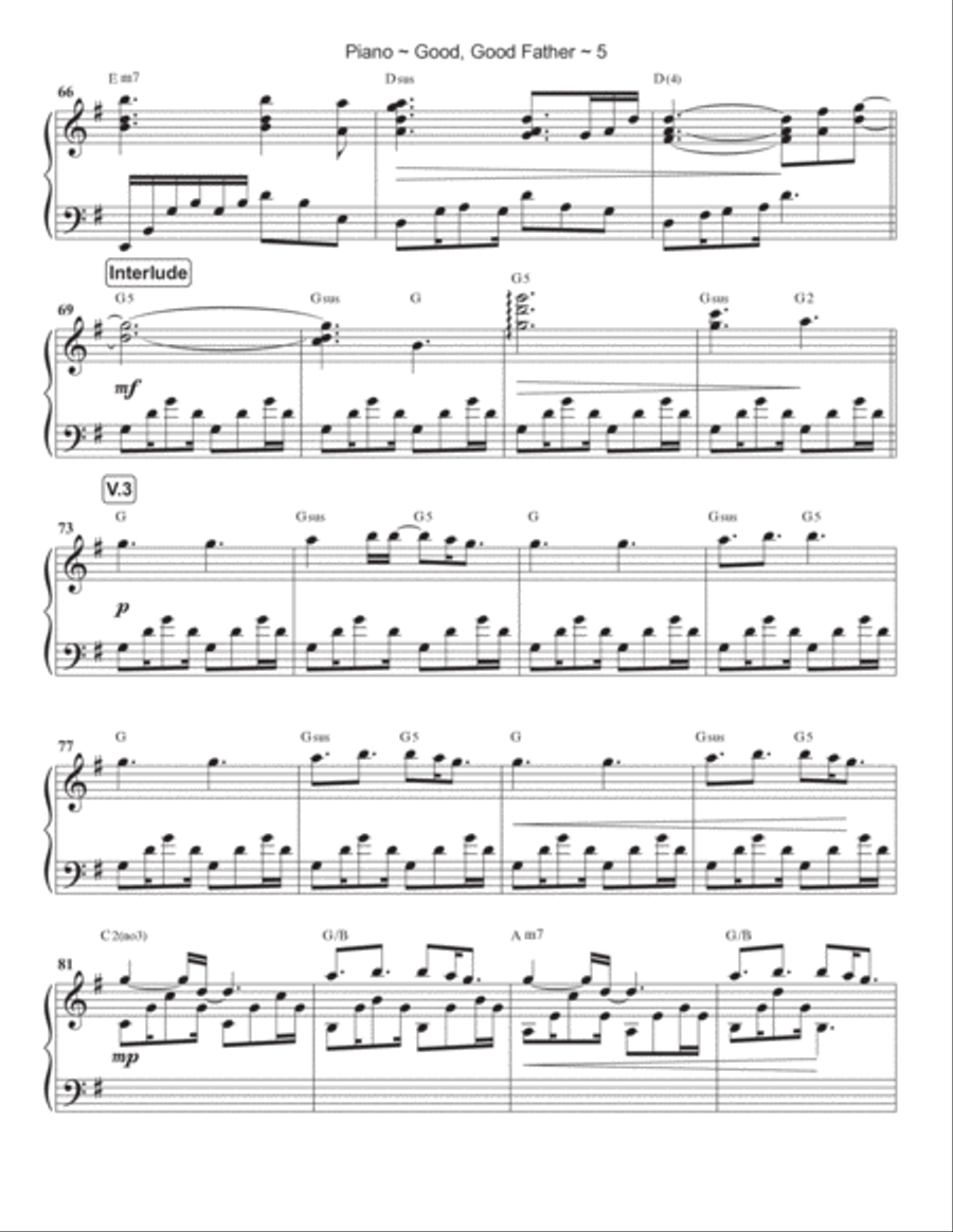 Good Good Father Piano Solo scores gallery preview page 6