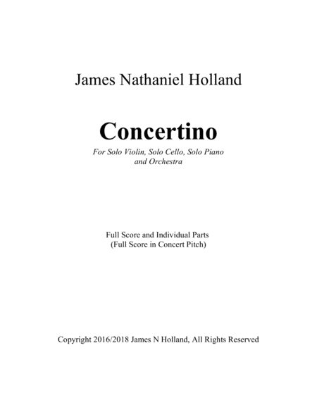 Concertino for Solo Violin, Solo Cello, Solo Piano and Orchestra (Full Score and All Parts) image number null