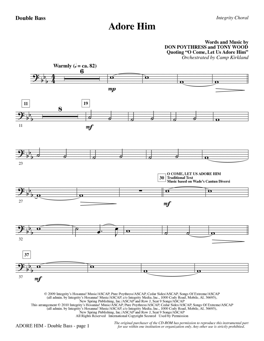 Adore Him - Double Bass Adore Him - Double Bass Choir scores gallery preview page 1