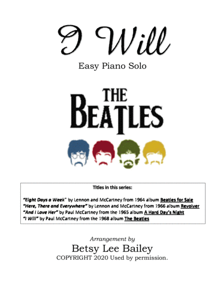 I Will by The Beatles Piano Solo - Digital Sheet Music