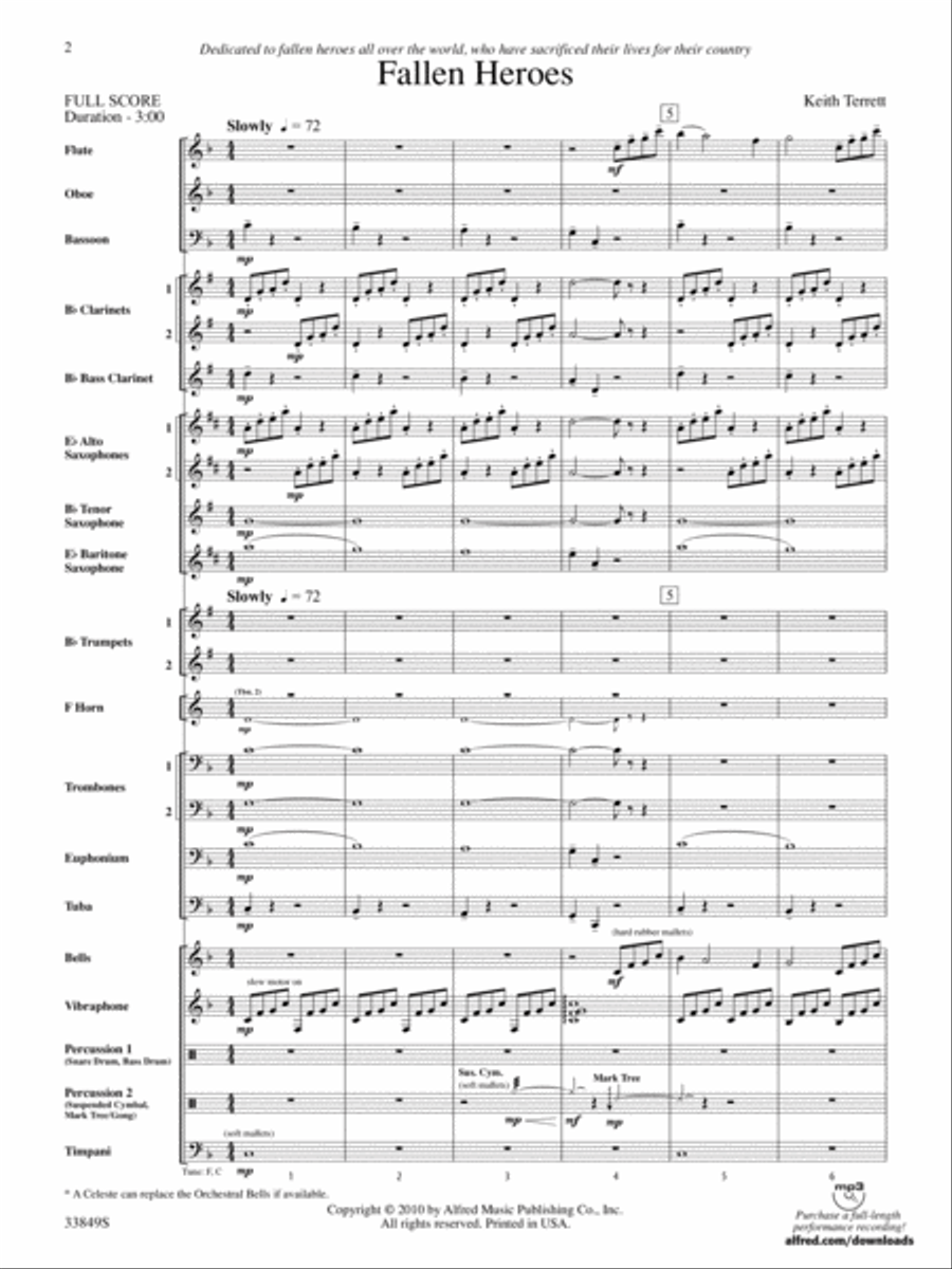 Fallen Heroes: Score Concert Band scores gallery preview page 2