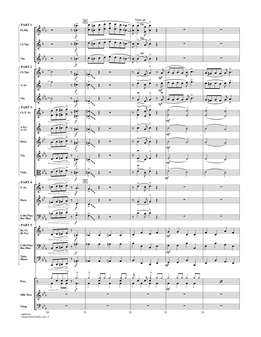 Family Guy (Theme) - Full Score Concert Band scores gallery preview page 6