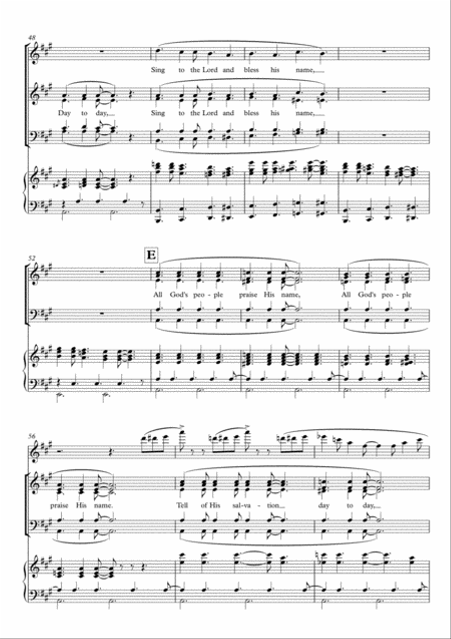 Gospel Praise, setting of Psalm 96 for SATB, piano and flute (optional) by Simon Peberdy 4-Part scores gallery preview page 5