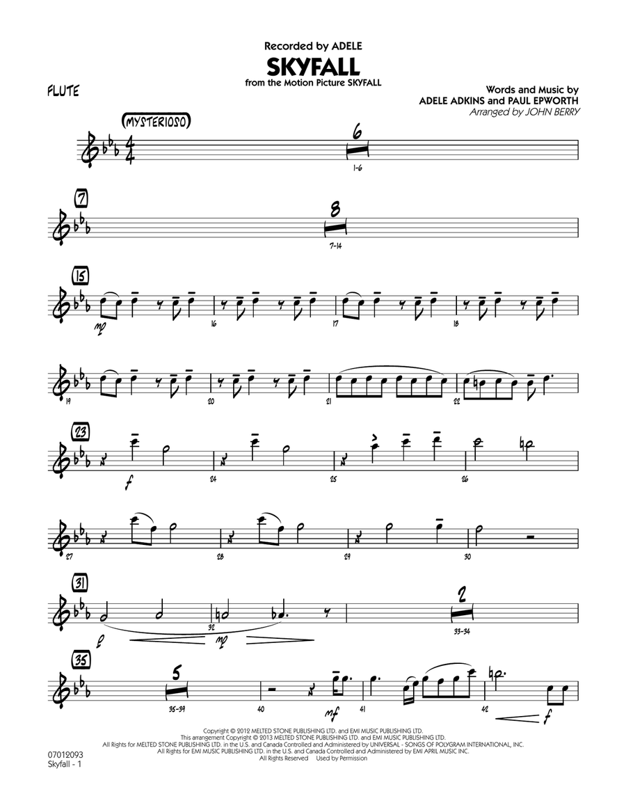 Skyfall - Flute Skyfall - Flute Jazz Ensemble scores gallery preview page 1