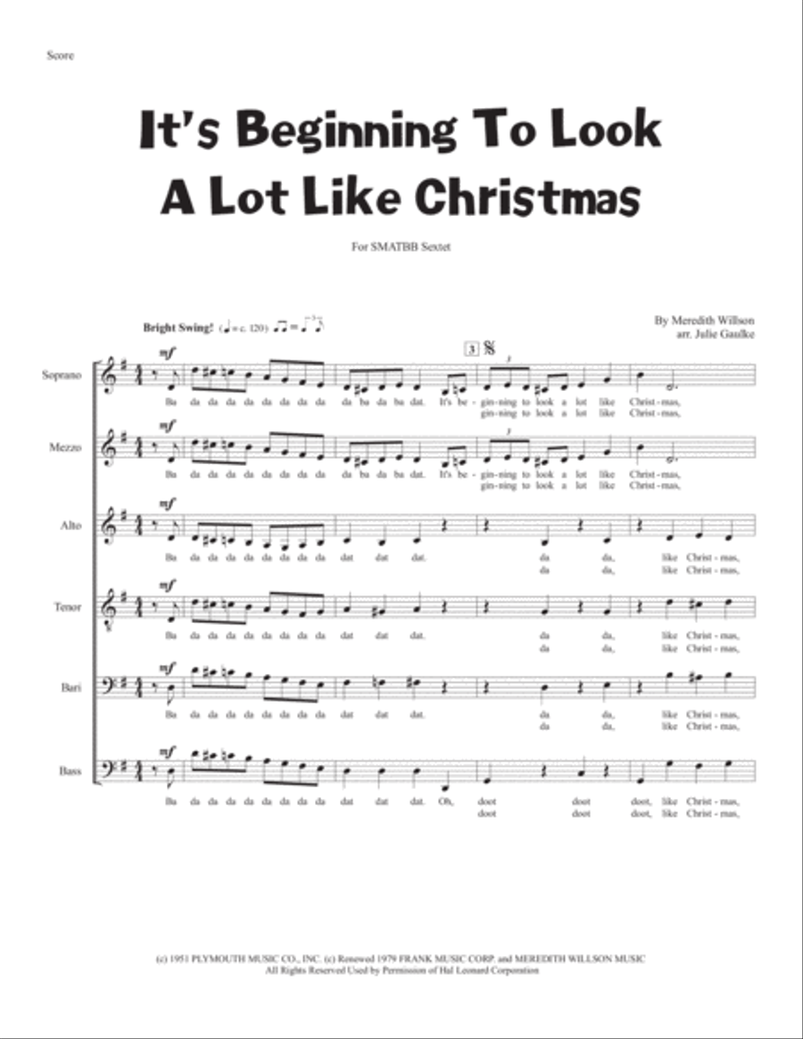 It's Beginning To Look Like Christmas 4-Part scores gallery preview page 1