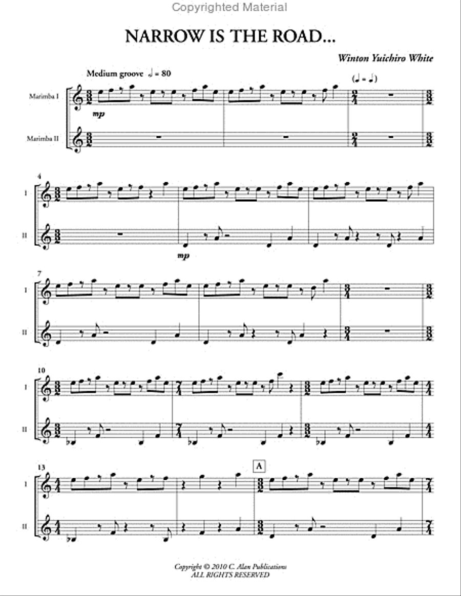 Narrow is the Road... (2 scores) Percussion Ensemble scores gallery preview page 2