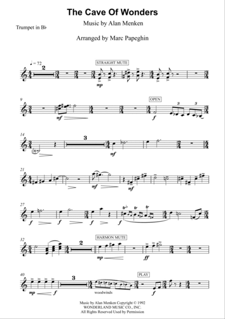 The Cave Of Wonders Trumpet Solo scores gallery preview page 2