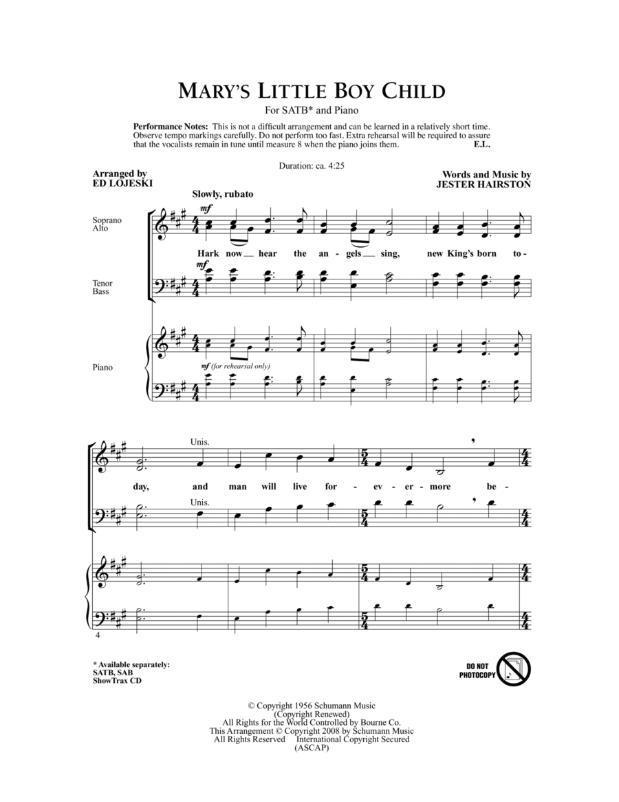 Mary's Little Boy Child (arr. Ed Lojeski)