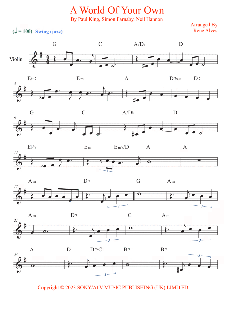 A World Of Your Own A World Of Your Own Violin Solo scores gallery preview page 1