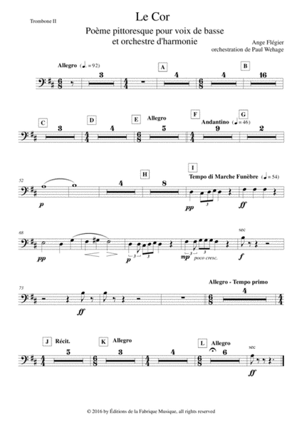 Ange Flégier: Le Cor for bass voice and concert band, trombone 2 part