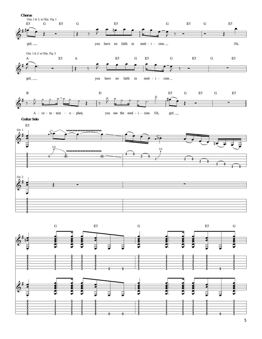 Girl, You Have No Faith In Medicine Acoustic Guitar scores gallery preview page 5