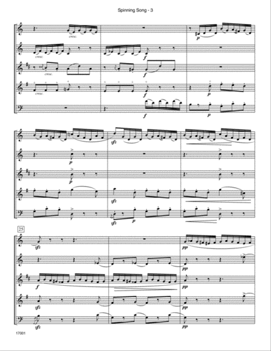 Spinning Song (from Song Without Words, Op. 67, No. 4) Woodwind Quintet scores gallery preview page 4