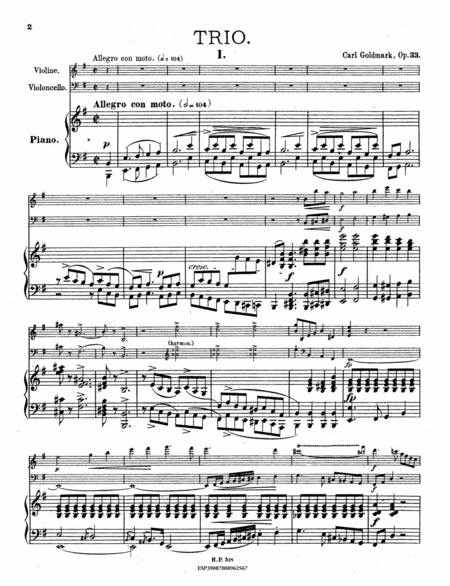 Trio fur Pianoforte, Violine, und Violoncell: Op. 33