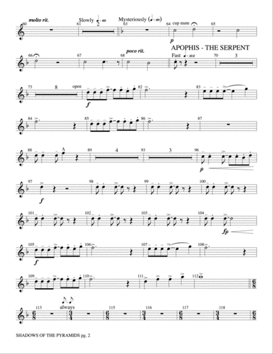 Shadows of the Pyramids: 2nd B-flat Trumpet Concert Band scores gallery preview page 2