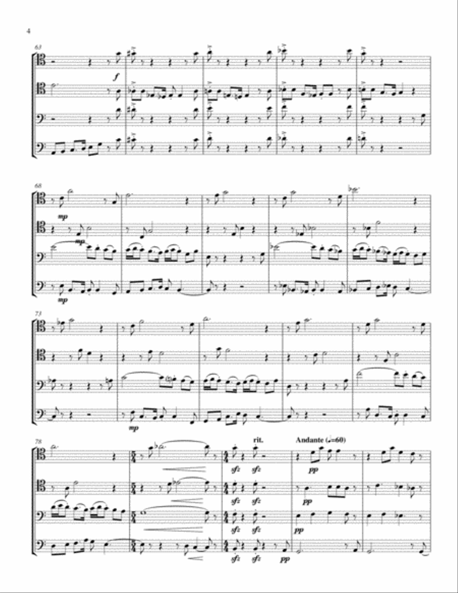 Bittersweet Fantasy Trombone Quartet scores gallery preview page 4