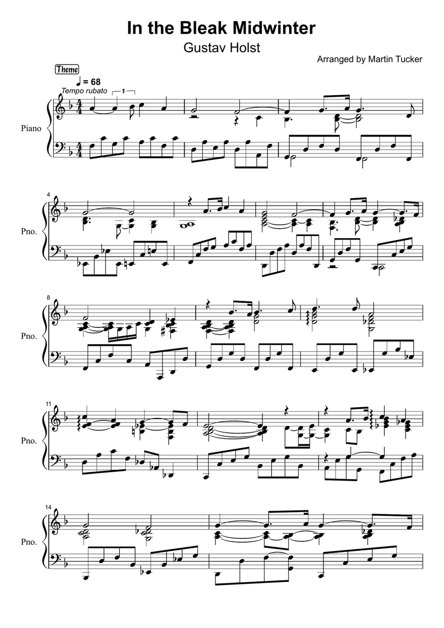 In the Bleak Midwinter (Holst): lyrical jazz ballad Piano Solo scores gallery preview page 1