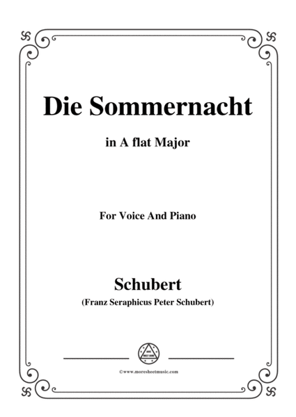 Schubert-Die Sommernacht,in A flat Major,for Voice&Piano image number null