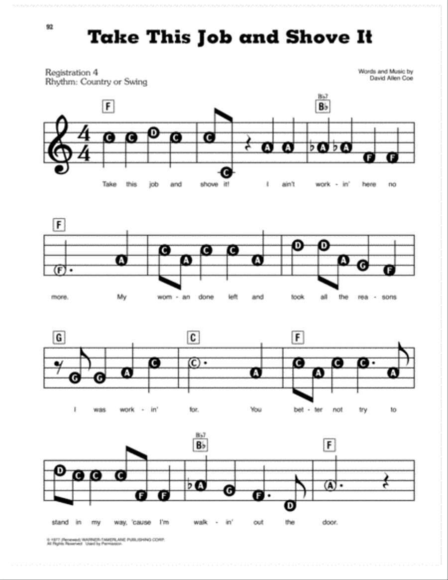Take This Job And Shove It Electronic Keyboard scores gallery preview page 1