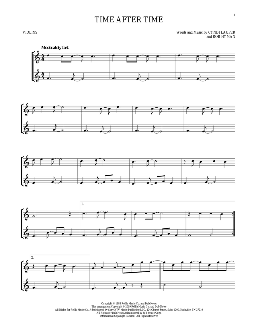 Time After Time String Duet scores gallery preview page 1