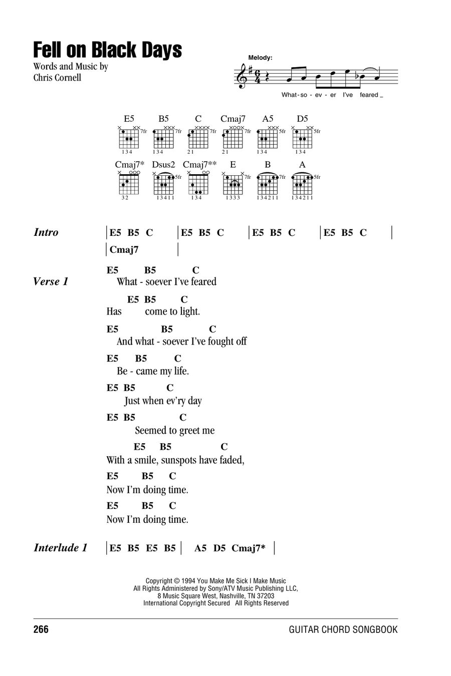 Fell On Black Days Acoustic Guitar scores gallery preview page 1