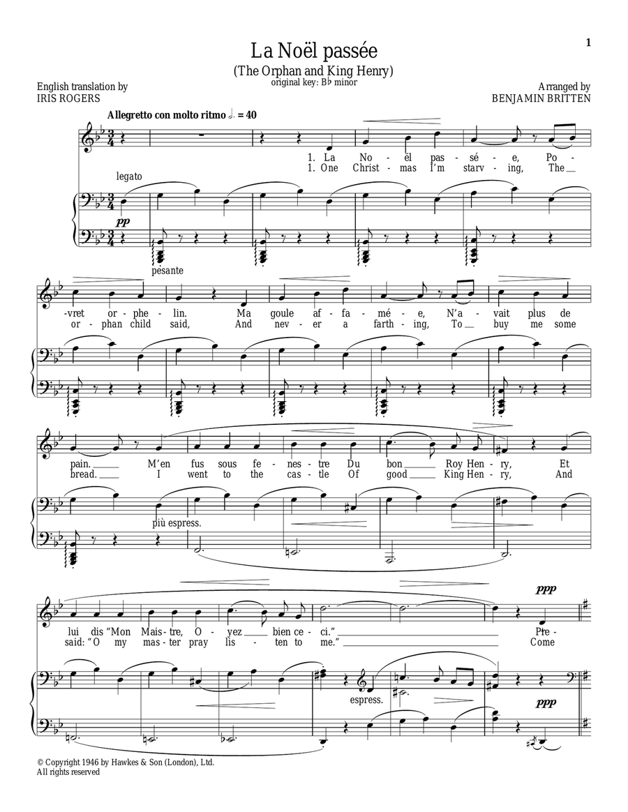 La Noël passée Piano, Vocal scores gallery preview page 1