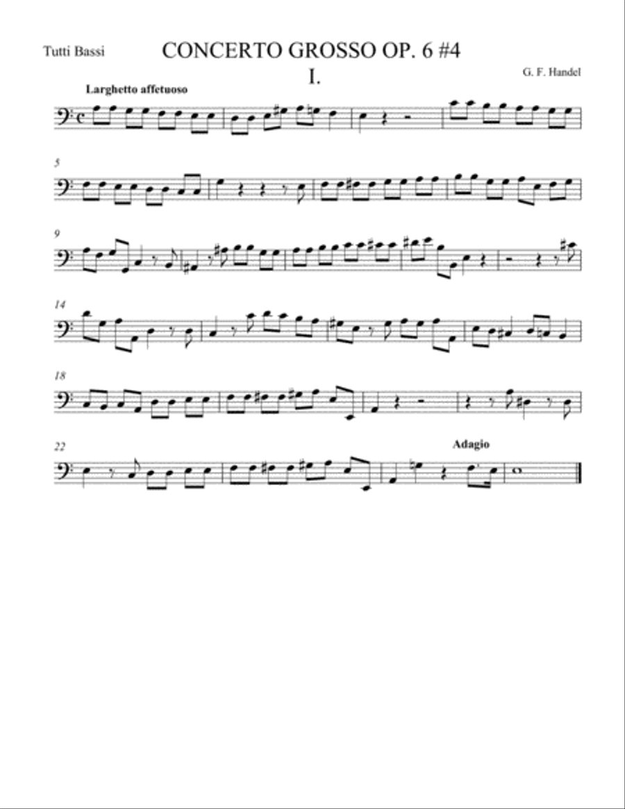 Concerto Grosso Op. 6 #4 Movement I String Orchestra scores gallery preview page 1
