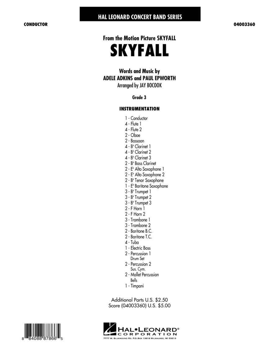 Skyfall - Conductor Score (Full Score) Concert Band scores gallery preview page 1