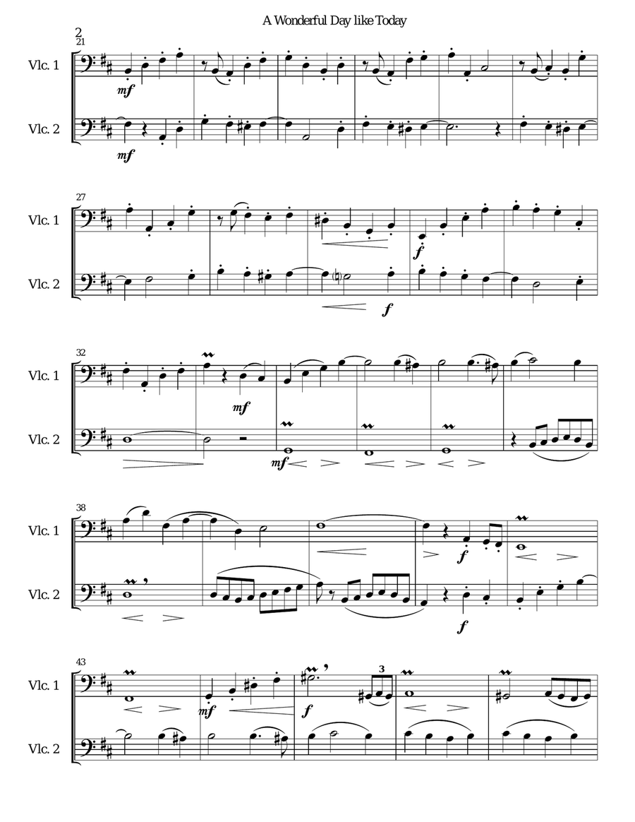 A Wonderful Day Like Today String Duet scores gallery preview page 2