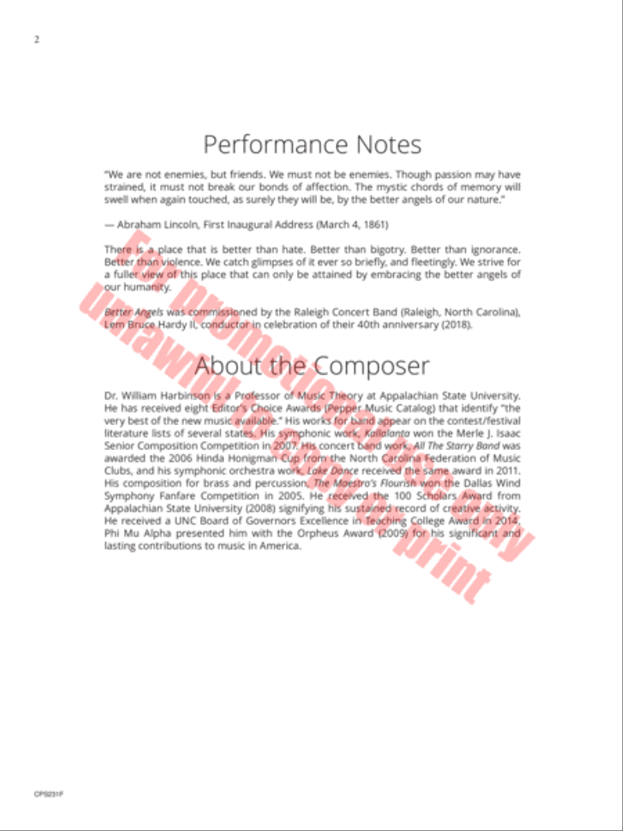 Better Angels Concert Band scores gallery preview page 3