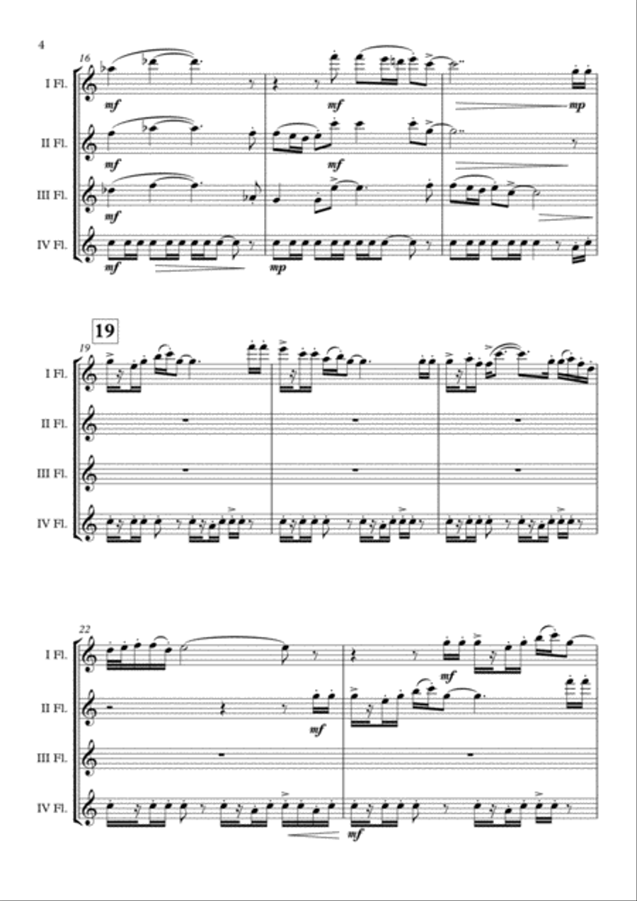 Bugler's Dream (Olympic Fanfare) Flute Quartet scores gallery preview page 5