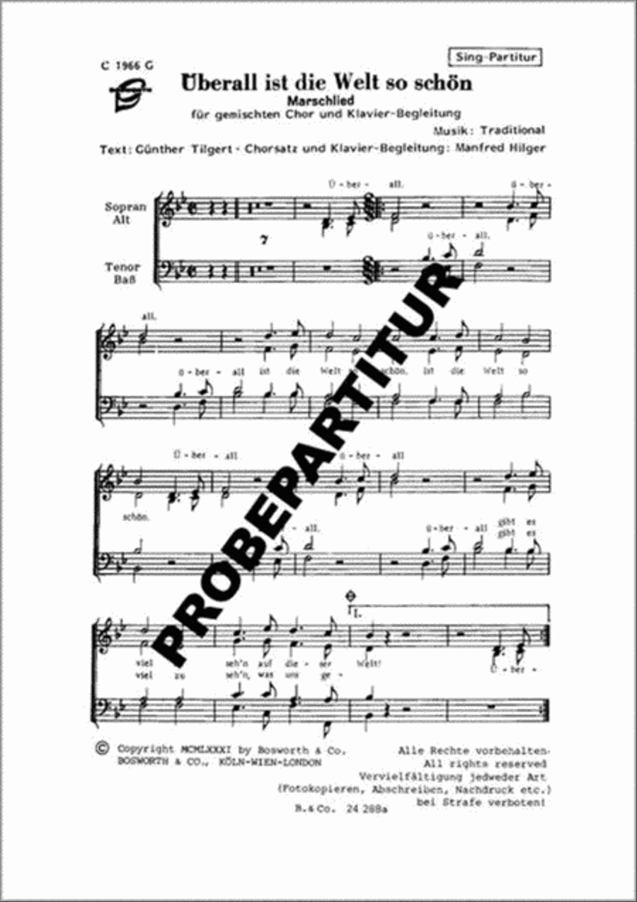 Überall ist die Welt so schön Mixed Choir scores gallery preview page 1