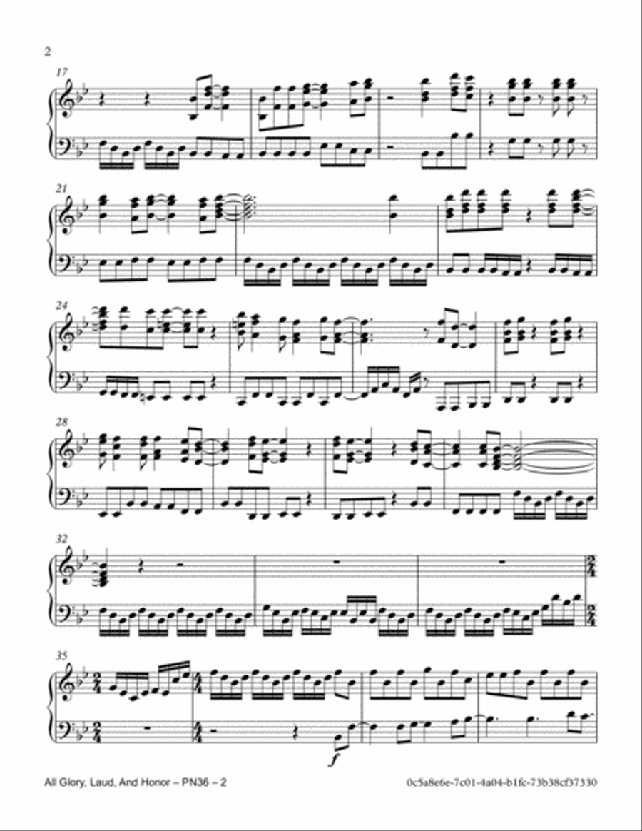 All Glory, Laud And Honor Piano Solo scores gallery preview page 2