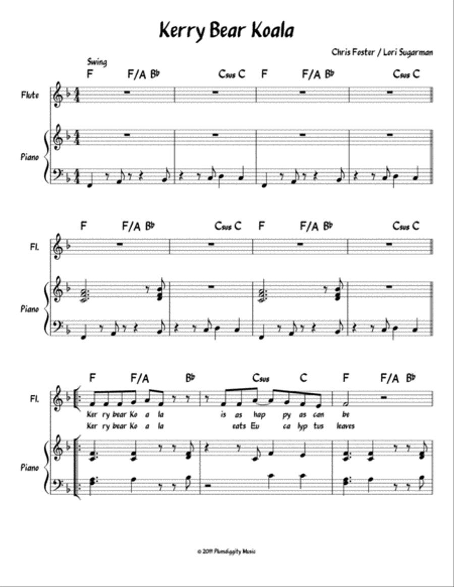 Kerry Bear Koala - Piano/Vocal/Guitar Piano, Vocal, Guitar scores gallery preview page 1